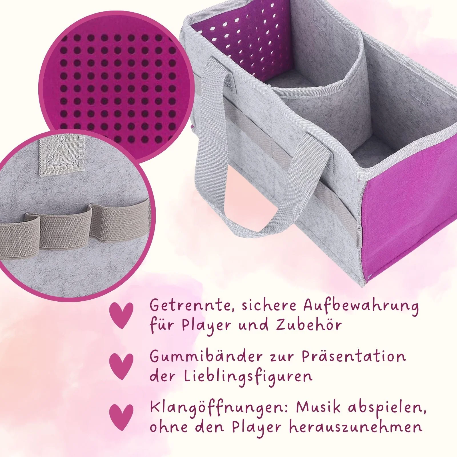 Organizer-Tasche für Hörspiel Aufbewahrungstasche für Hörspielbox und Figuren Pink - Image 4