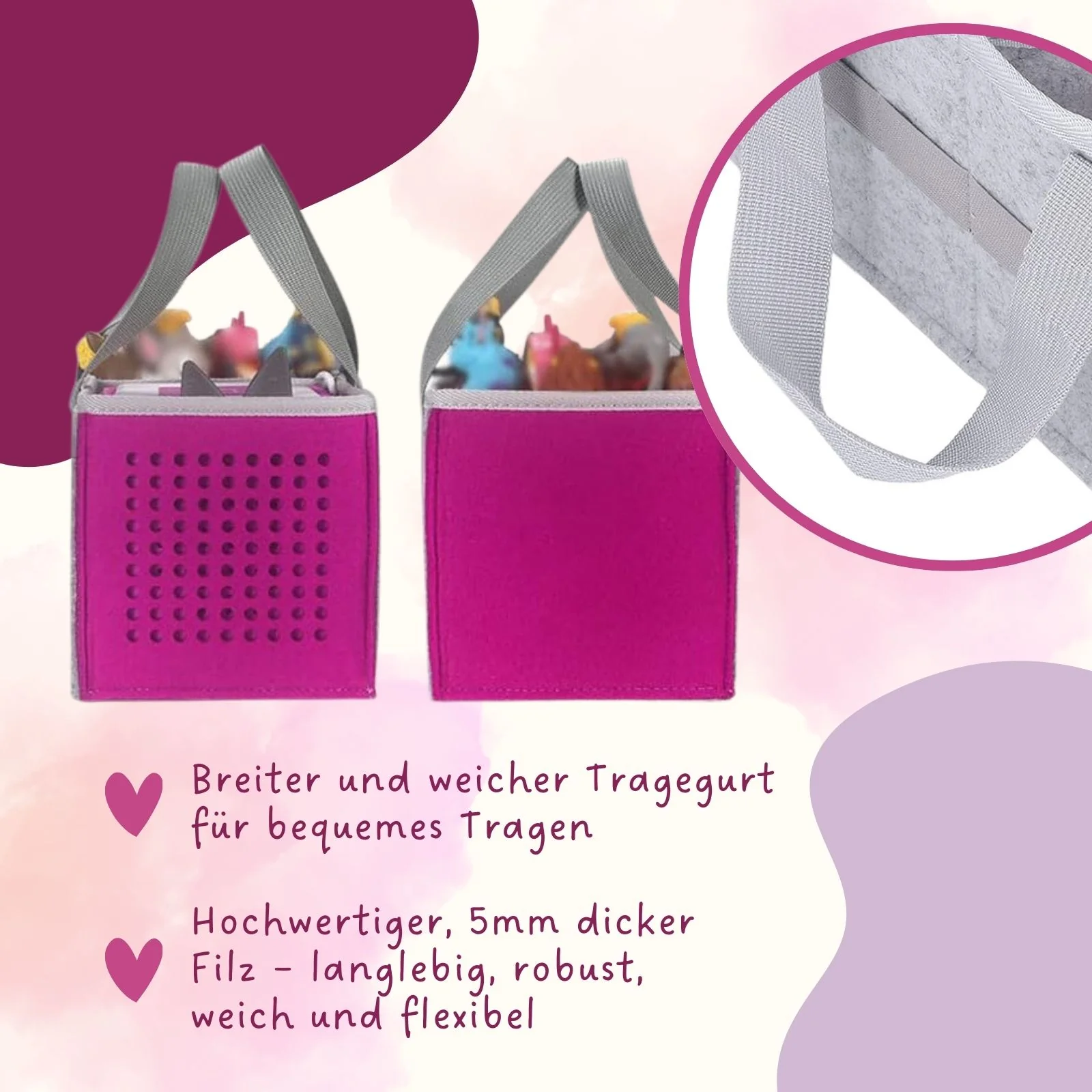 Organizer-Tasche für Hörspiel Aufbewahrungstasche für Hörspielbox und Figuren Pink - Image 5