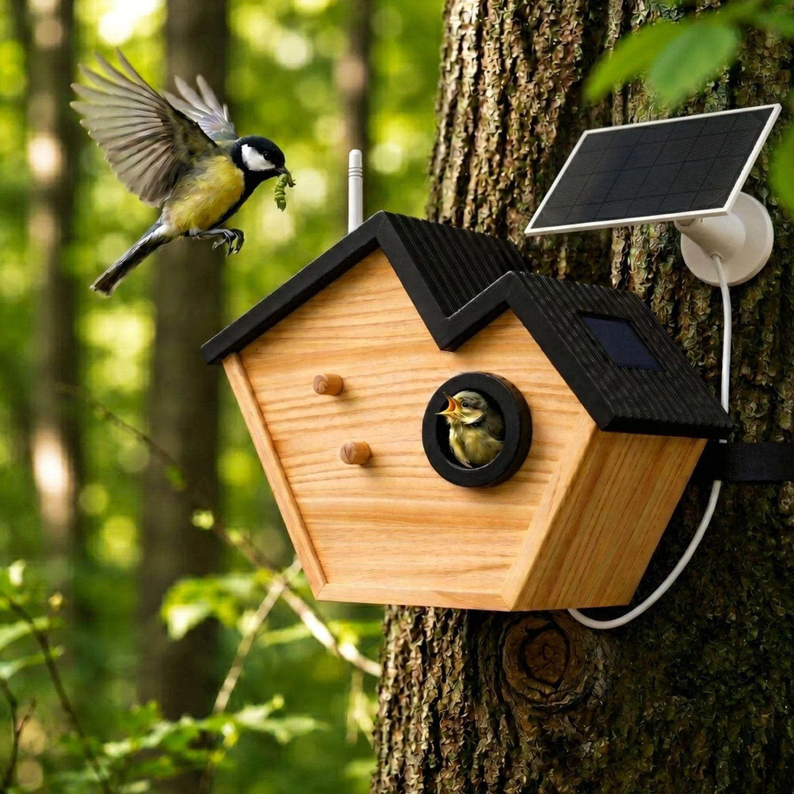 Vogelhaus mit Kamera und Solarpaneel Nistkasten Vogelhäuschen - Image 2