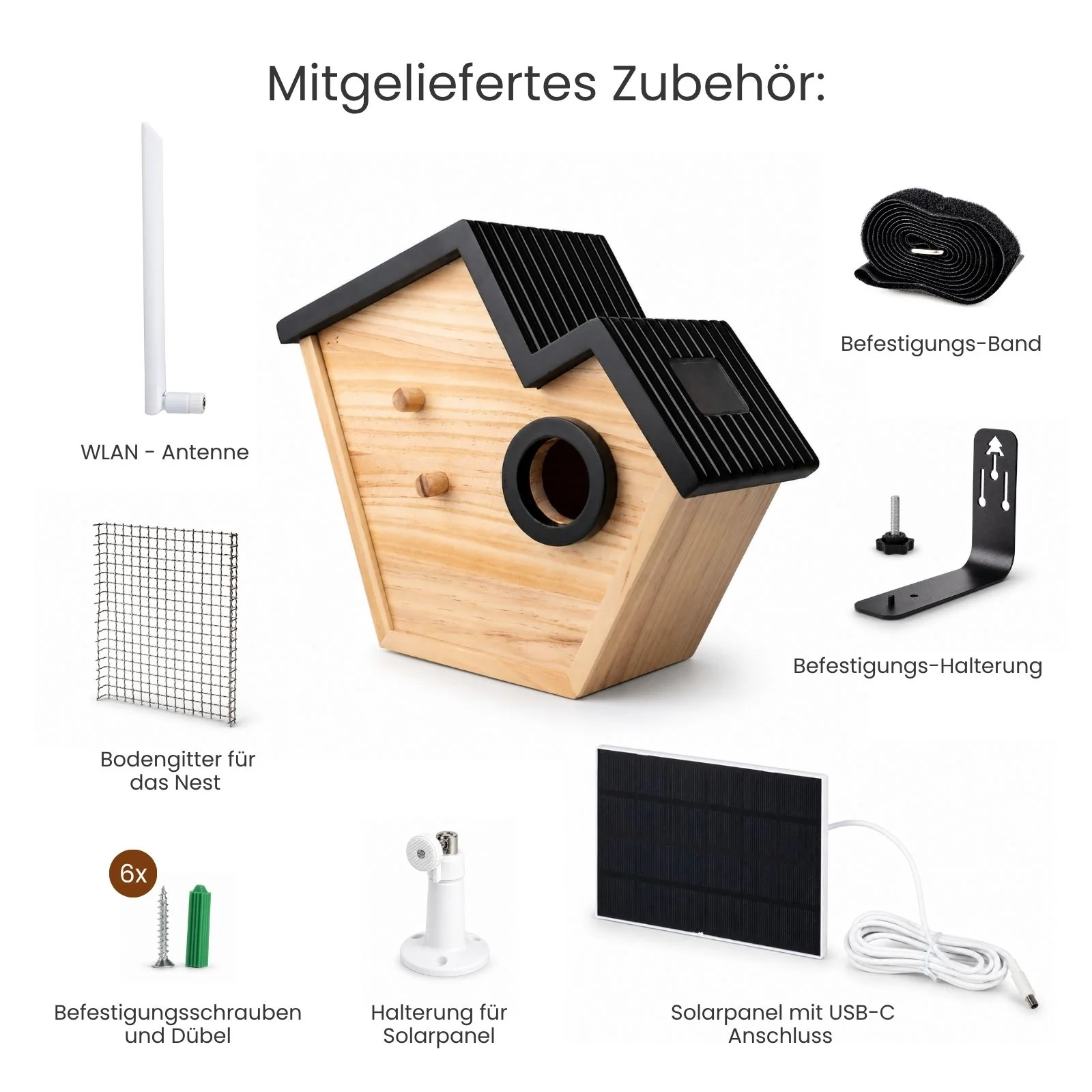 Vogelhaus mit Kamera und Solarpaneel Nistkasten Vogelhäuschen - Image 6