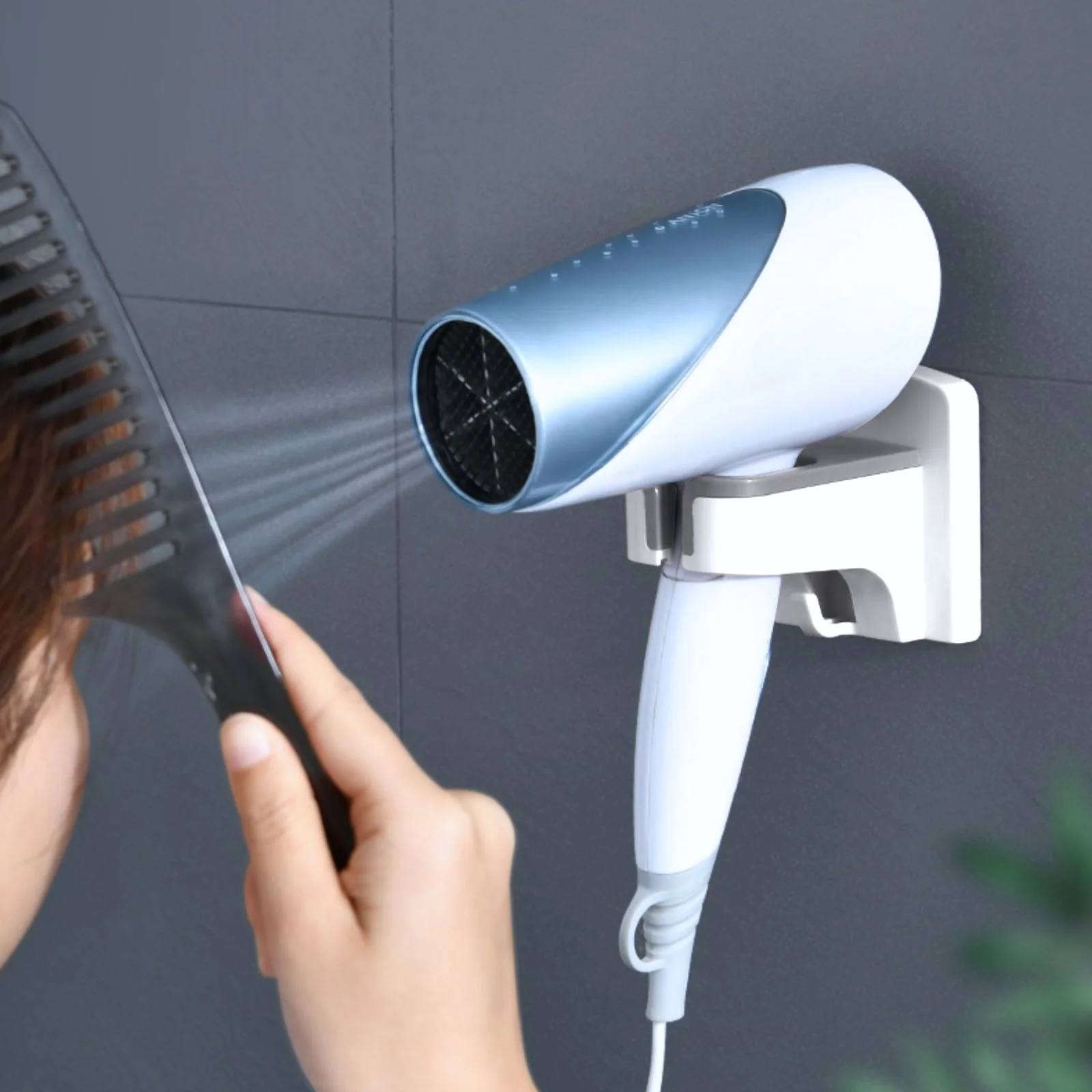 Wandhalterung für Haartrockner Baduntensilien mit Haken Badzubehör - Image 3