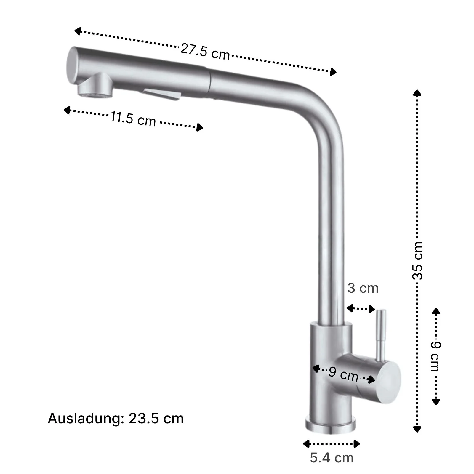 Wasserhahn mit ausziehbarer Schlauchbrause Küchenarmatur Mischbatterie - Image 4