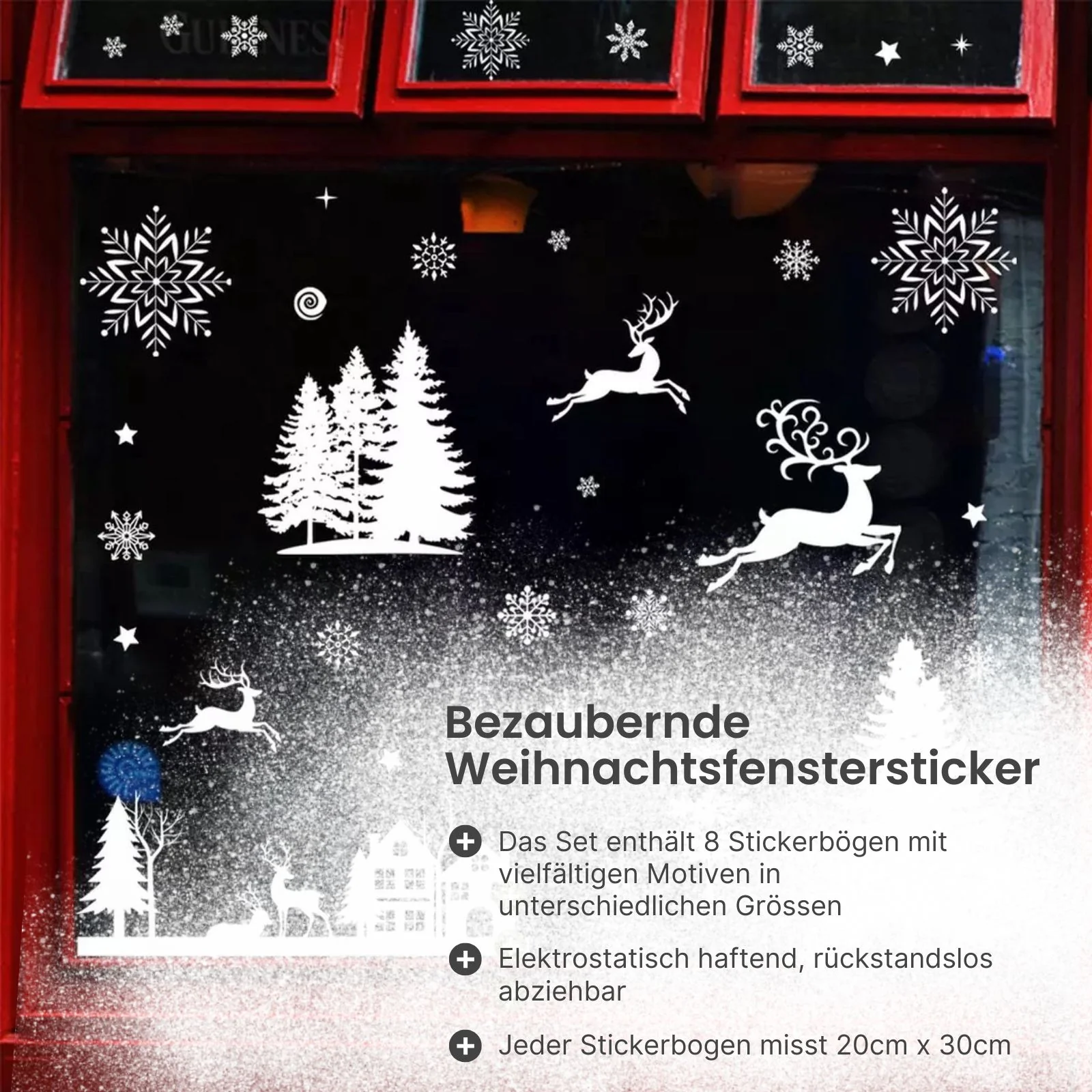Weihnachtsaufkleber für Fenster Weihnachtssticker Schneeflocken Tannen klebbar Fensterbilder - Image 2