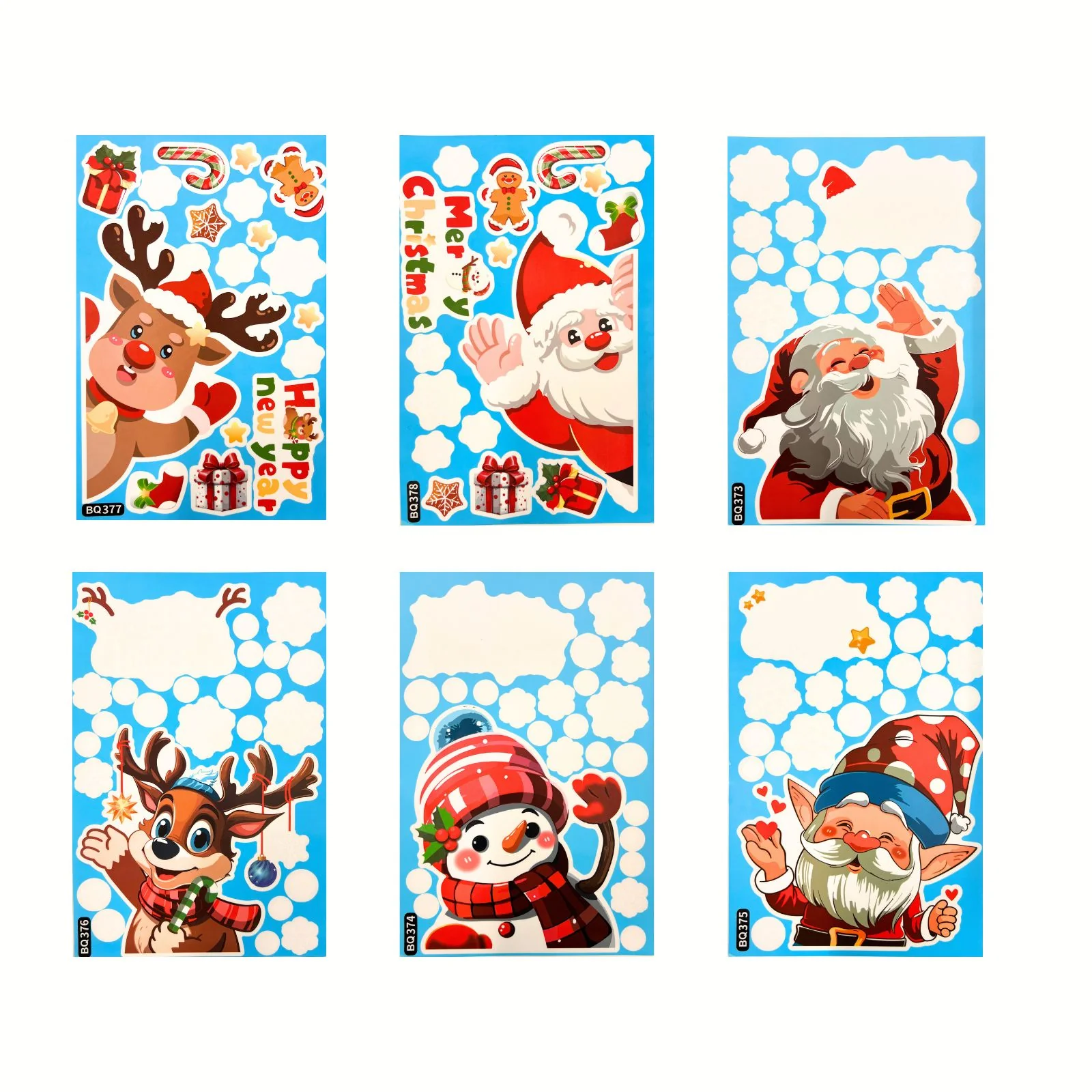 Weihnachtsaufkleber für Kinder Weihnachtssticker Fensterbilder Merry Christmas Happy New Year - Image 3