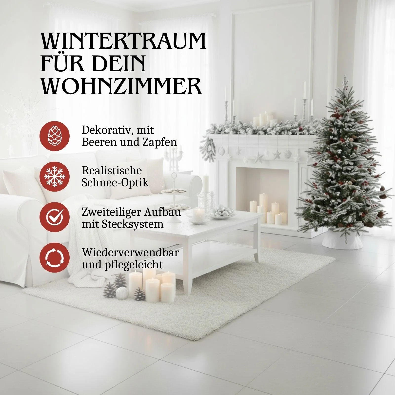 Weihnachtsbaum 150cm mit Schnee Christbaum Kunsttanne Tannenbaum - Image 3