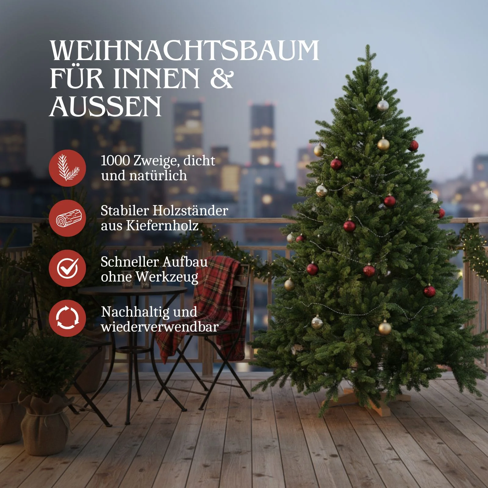 Weihnachtsbaum 180cm Kunsttanne Christbaum Tannenbaum Tanne Xmas-Baum - Image 3