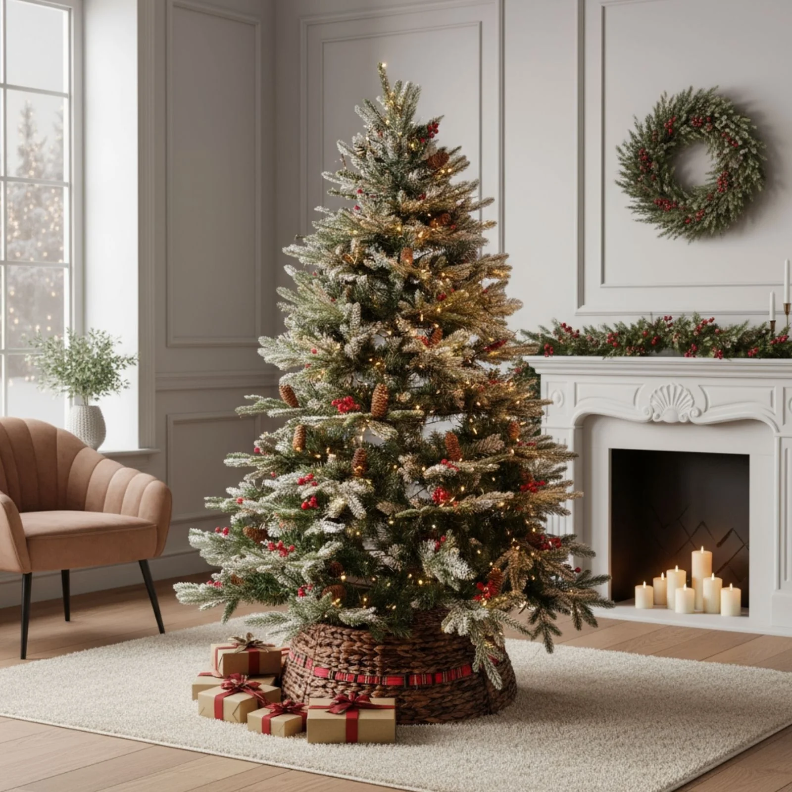 Weihnachtsbaumkorb Tannenbaum-Kragen Christbaum-Rock Flechtkorb - Image 7