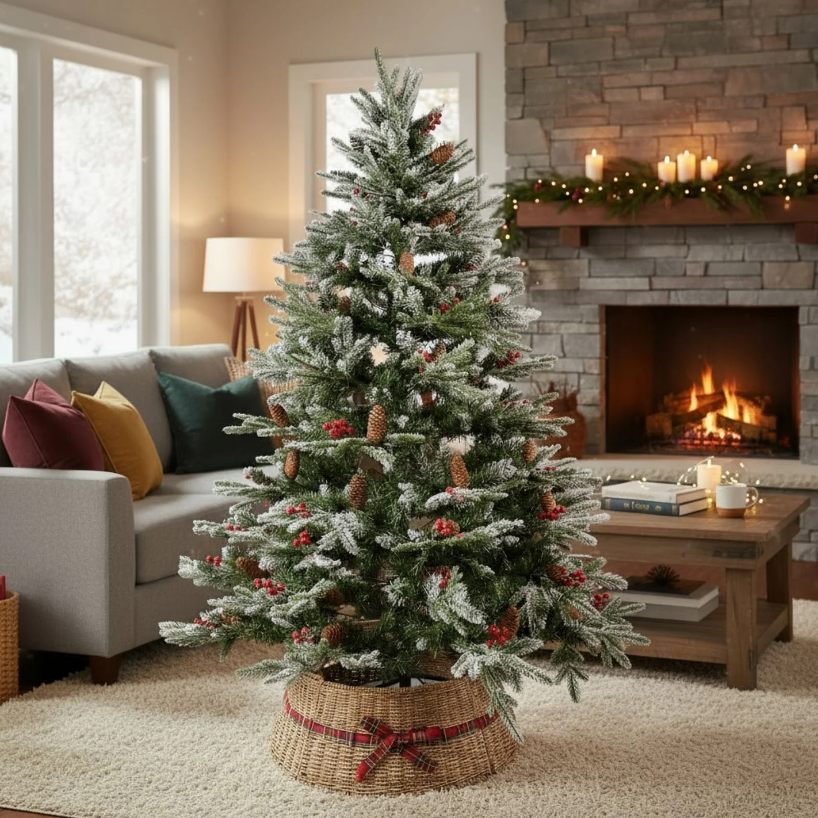 Weihnachtsbaumkorb Tannenbaum-Kragen Flechtkorb Christbaum-Rock - Image 7