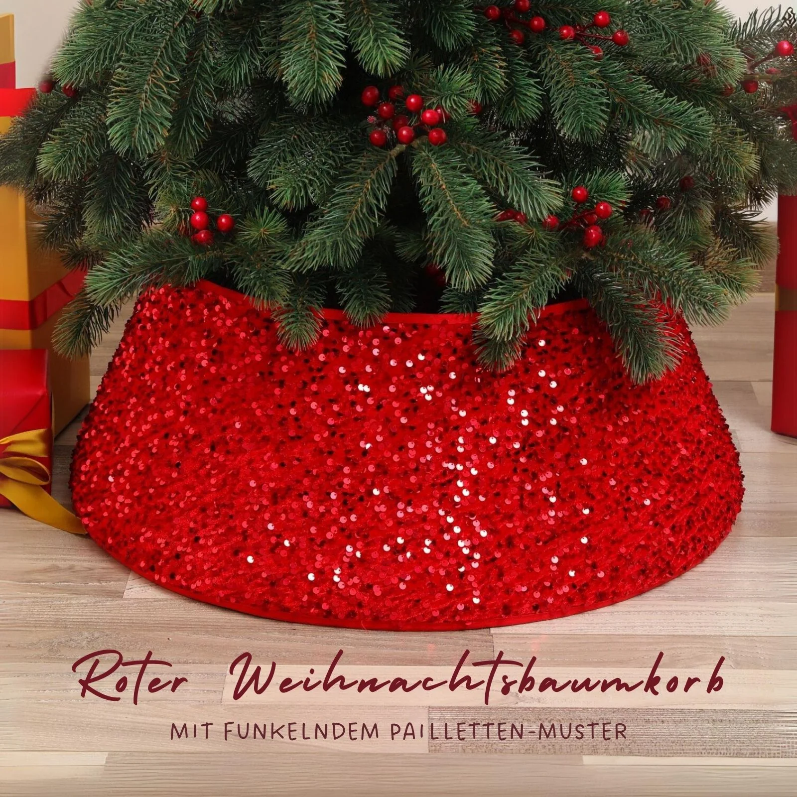Baumständer-Verkleidung Pailletten-Muster Christbaumrock Weihnachtsbaumständer-Kragen - Image 2