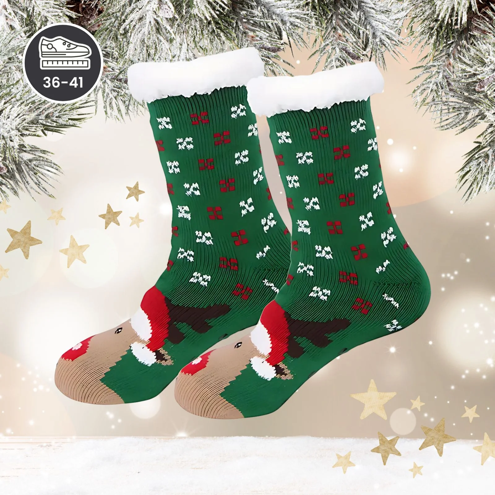 Weihnachtssocken Gr. 36-41 Wintersocken Kuschelsocken Fuzzy-Socken - Image 2