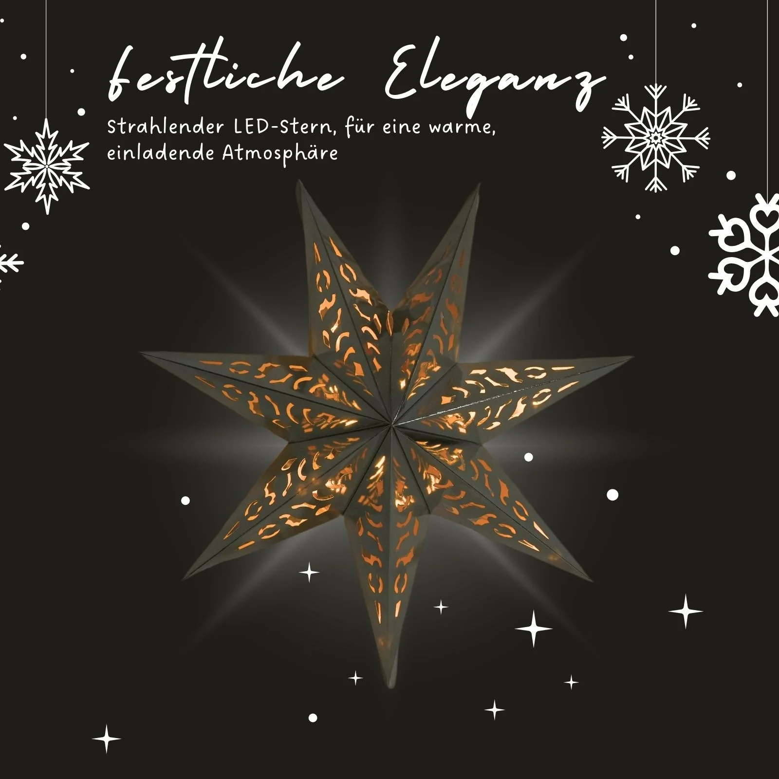 LED Leuchtstern Hanging Star Laterne Beleuchtung Faltstern Weihnachtsstern - Image 2