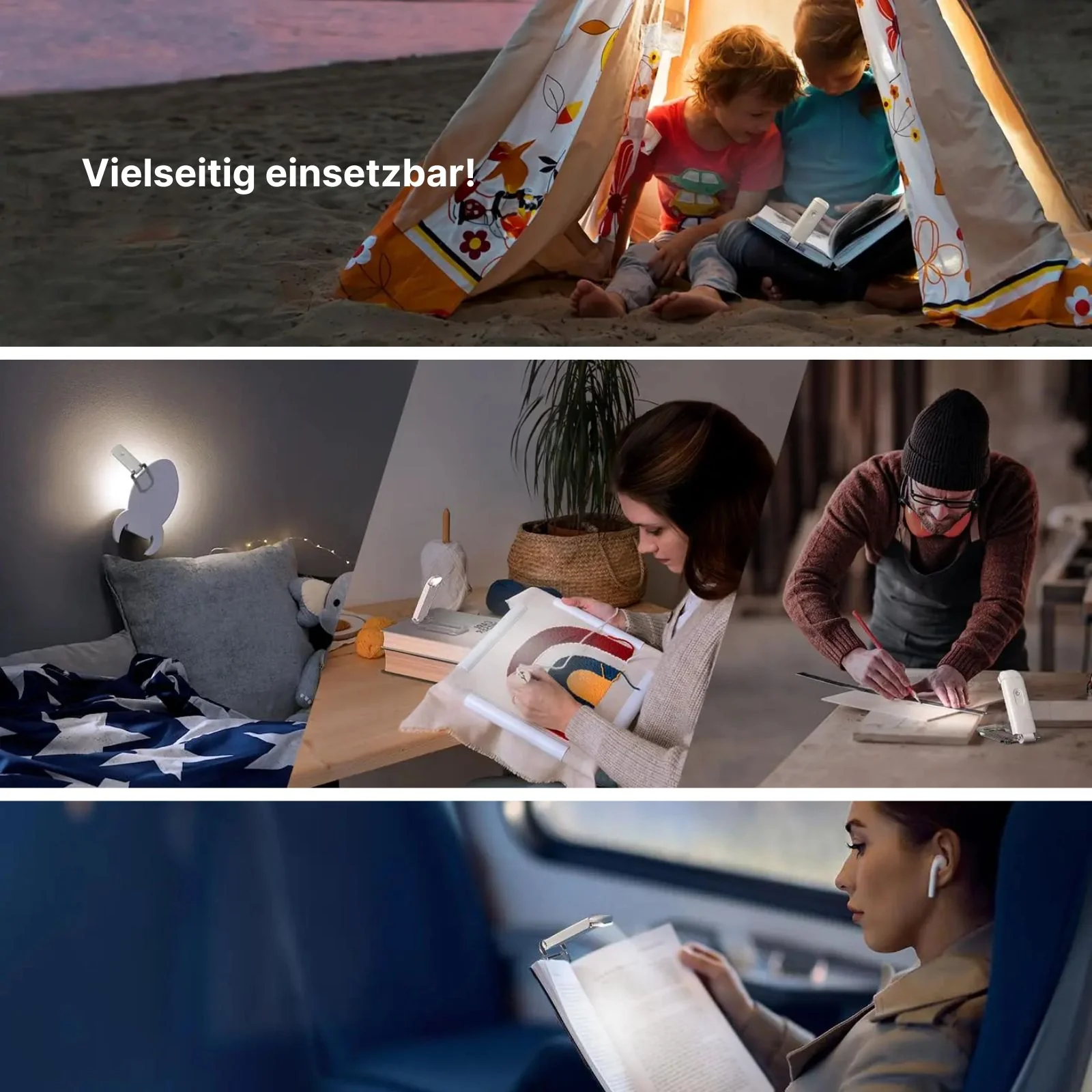 Wiederaufladbare Leselampe mit Ständer und Buch-Klemme LED-Leselicht Buchlampe Clip-Lampe - Image 7