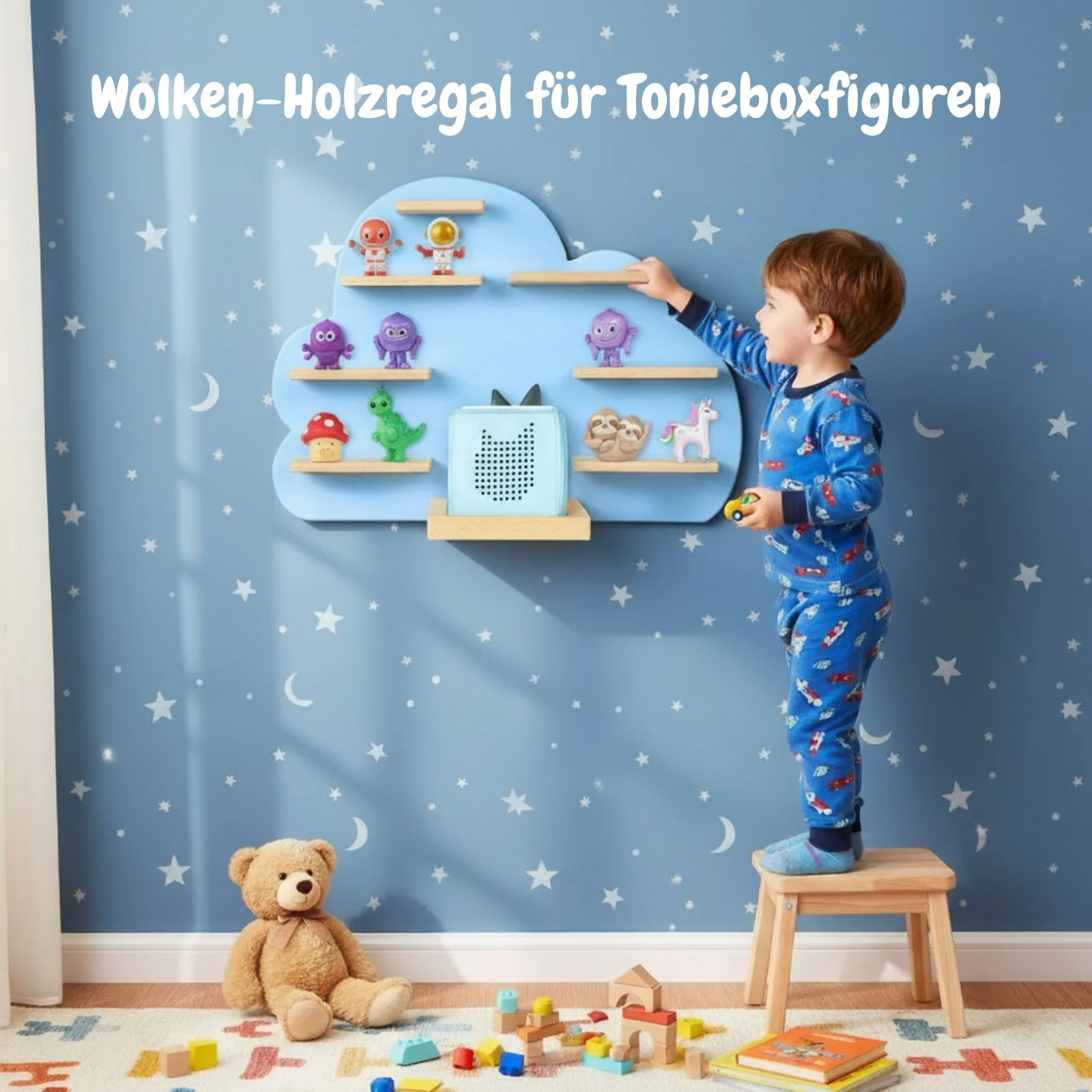 Wolken-Holzregal für Toniebox und Toniefiguren Spielzeug-Wandregal - Image 2