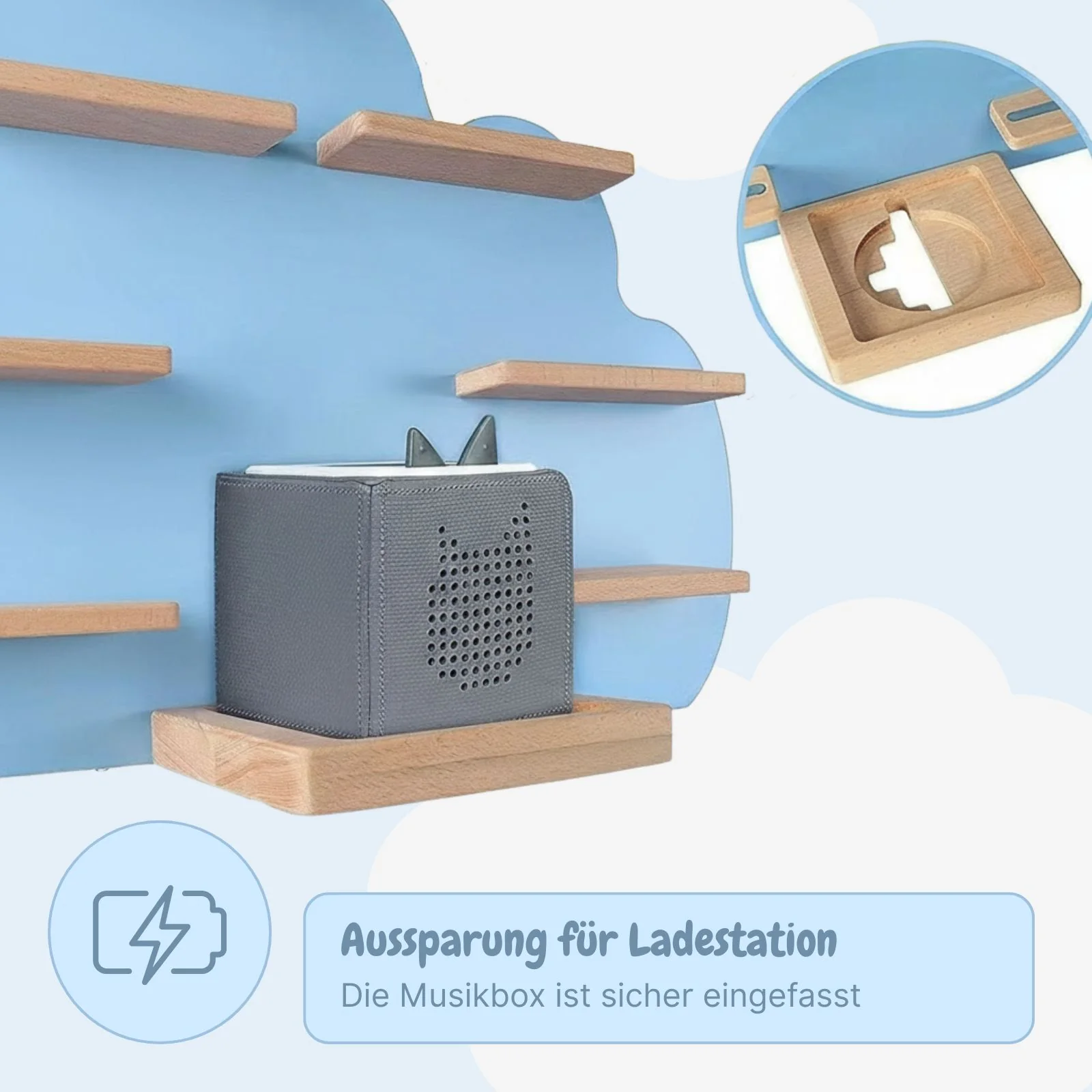 Wolken-Holzregal für Toniebox und Toniefiguren Spielzeug-Wandregal - Image 4