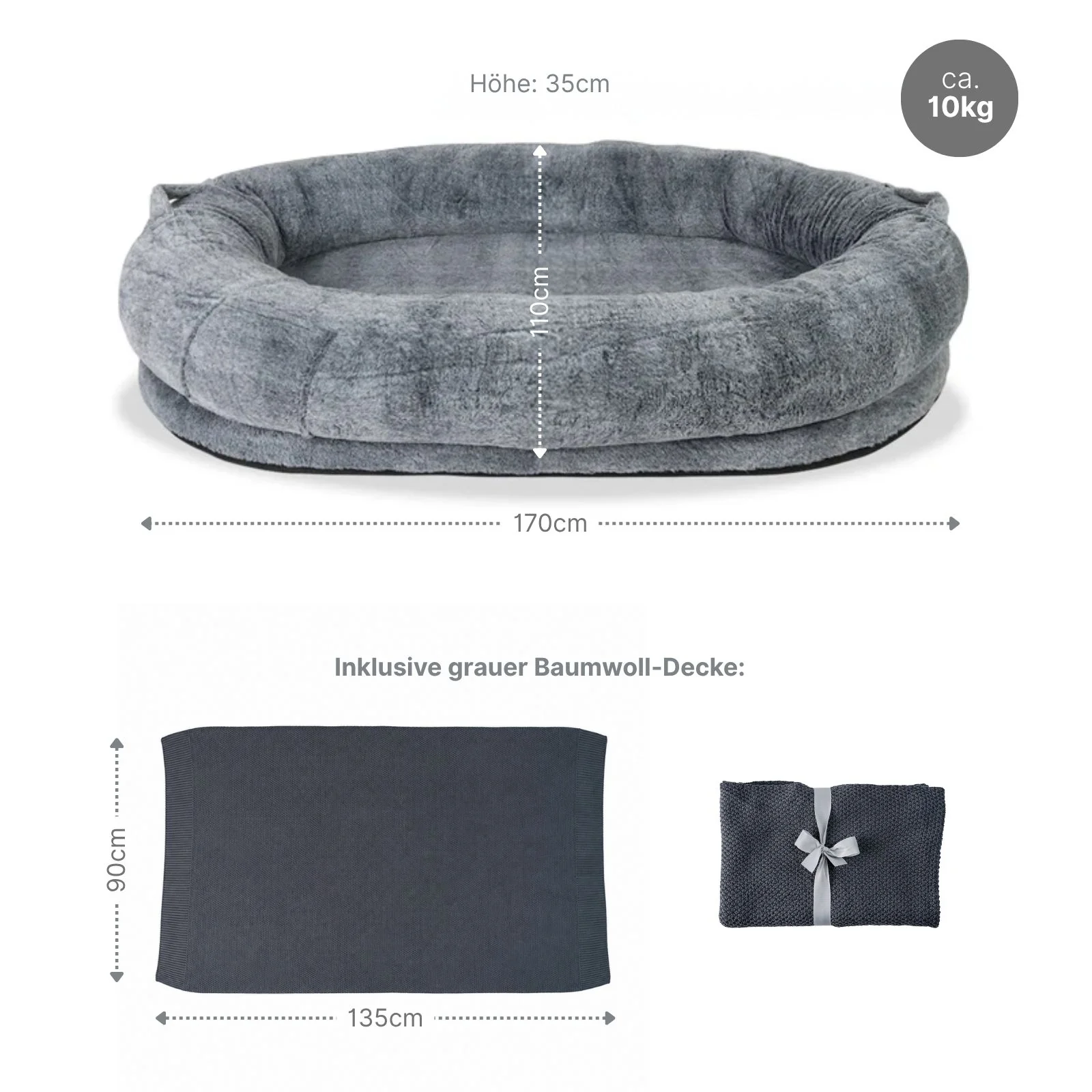 XXL Hundebett Hundekissen Haustierbett Donut-Hundebett Hundematratze - Image 6
